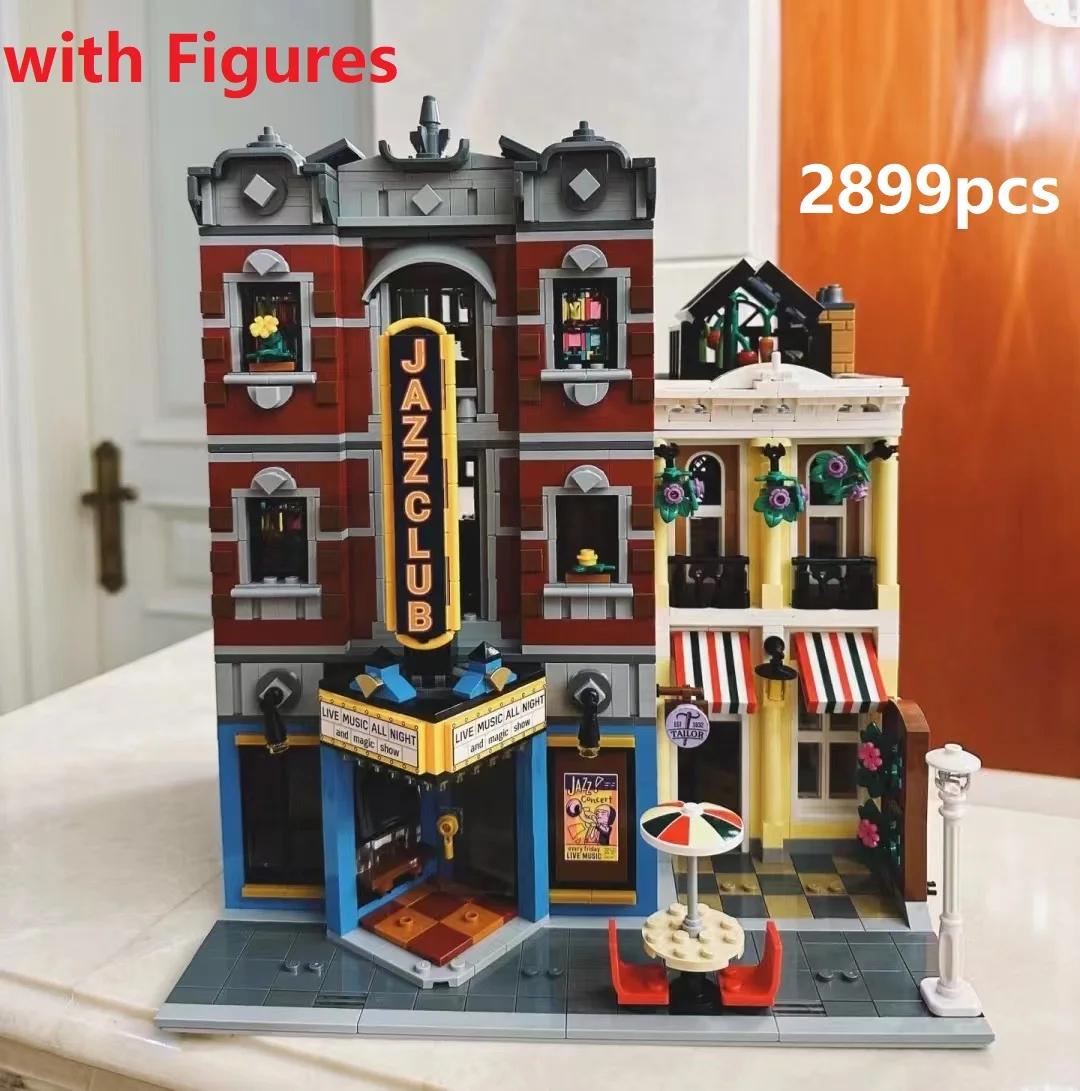 In stock Creatoring Expert 10312 Jazz Club Pizzeria Shop Model Moc Modular Houses Building Blocks Compatible Kid Toy 2899PCS