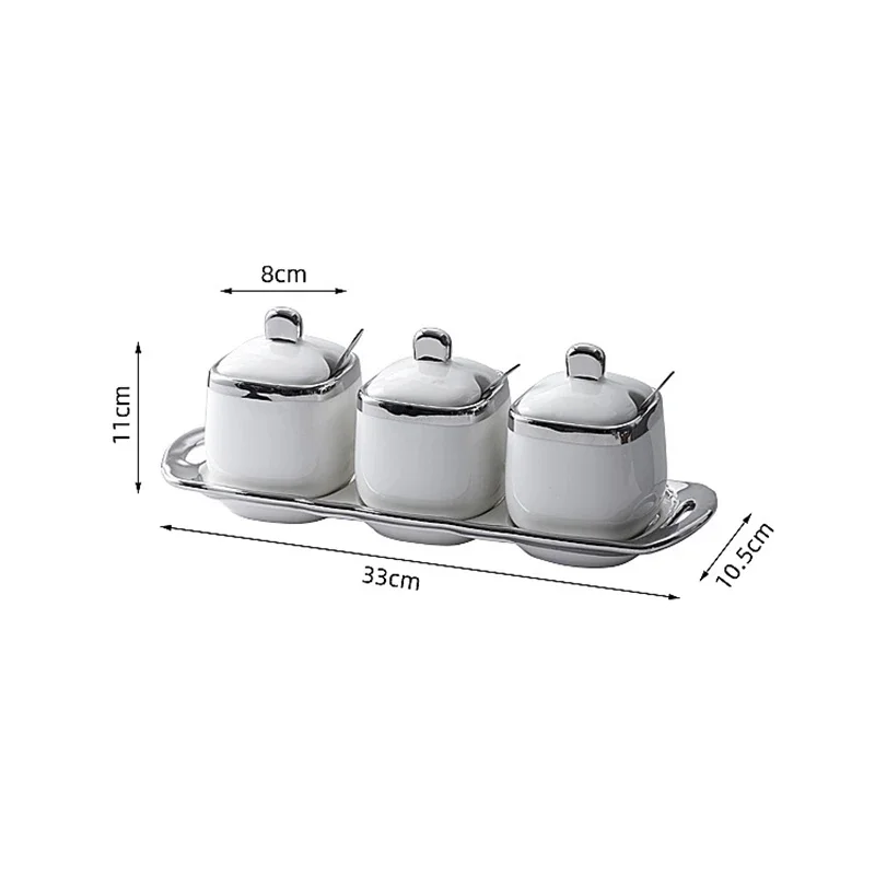 Nordic Light Luxury Monosodium Glutamate Seasoning Box Ceramic Kitchen Supplies Household Pot with Lid Combination Set