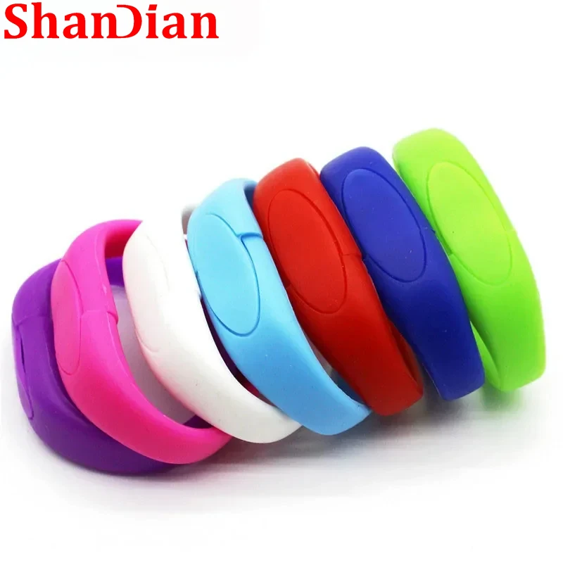 

SHANDIAN USB Flash Drives 64GB Black Wristband Memory Stick 32GB Red Silicone Pen drive 16GB Purple Pendrive 8GB Creative Gifts