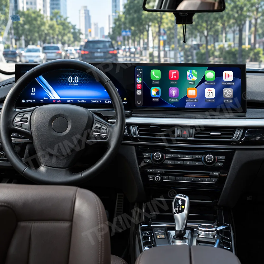 15.8 Inch Dual Screen Dashboard Android Car Stereo For BMW X5/X6 2014-2018 NBT/EVO 2014-2018 GPS CarPlay Autoradio
