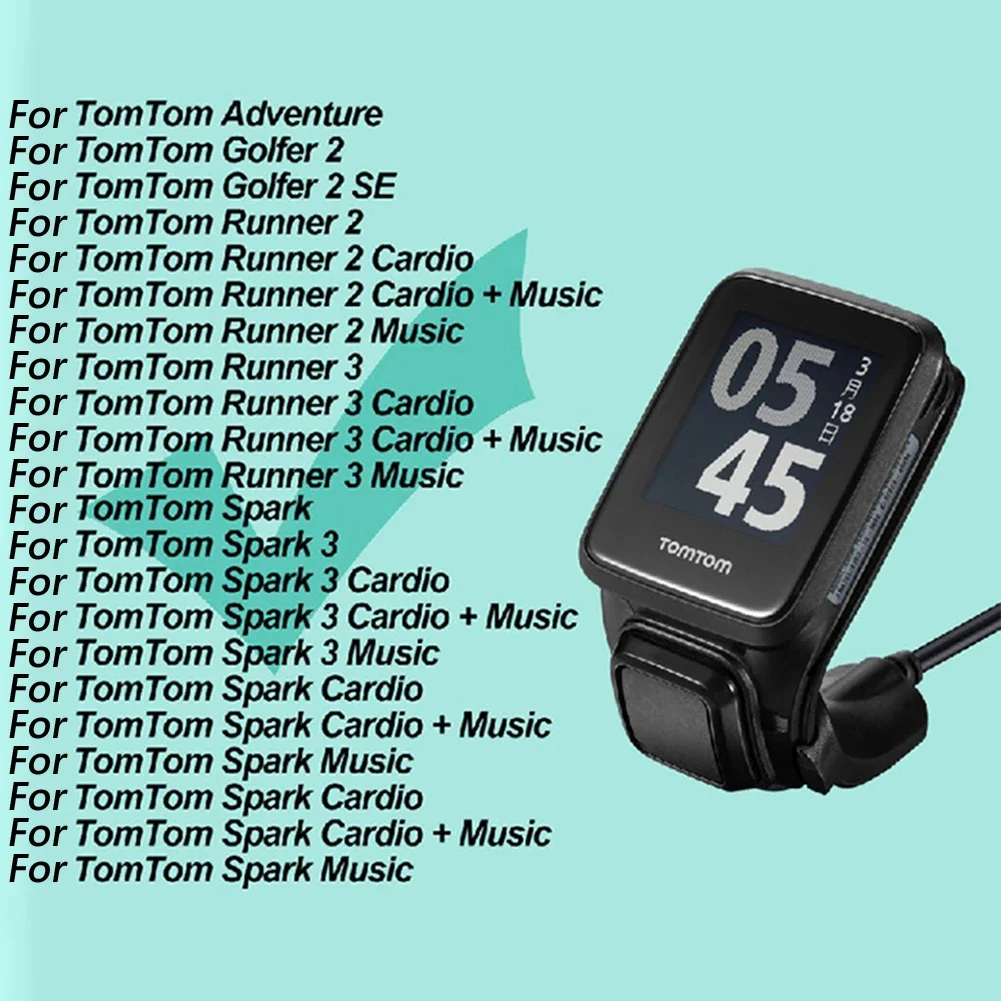 

USB Charging Data Cable Cord For TomTom Golfer 2 Spark 3 Cardio Music Runner 2 3 Smart Watch Chargers Dock Cradle Adapter