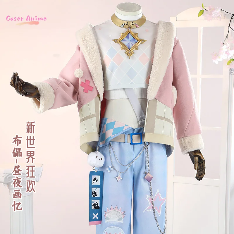 Jogo nu: lâmina de carnaval cosplay traje uniforme halloween carnaval festa natal jogar papel rosa casaco calças chapéu conjunto completo para homem