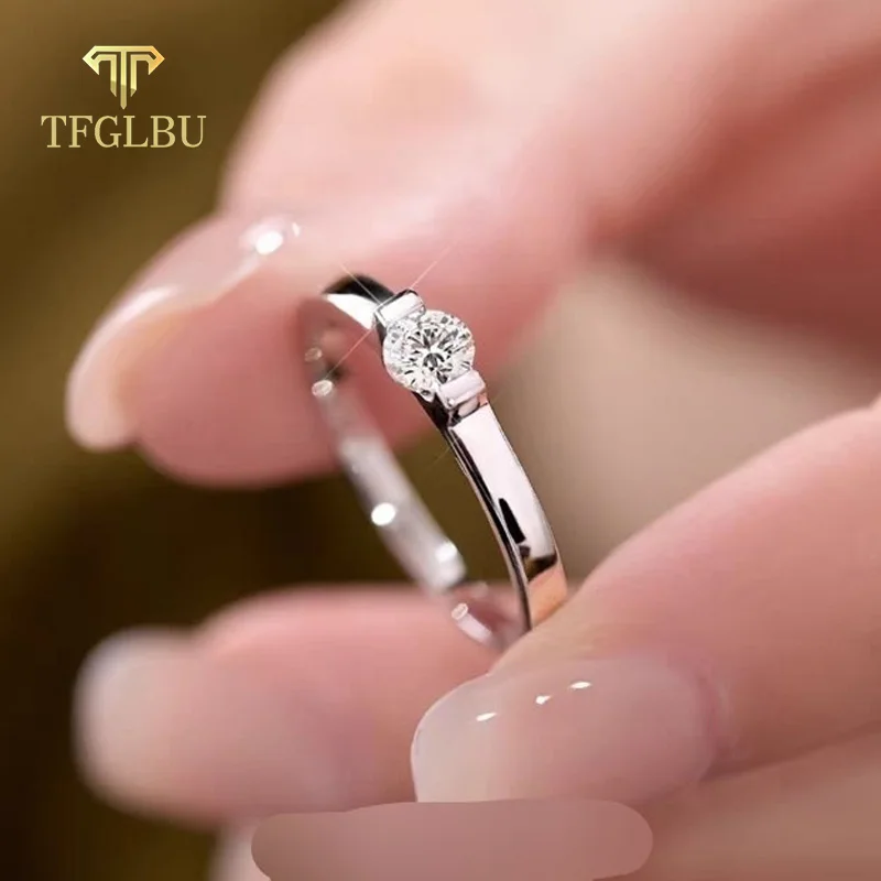 TFGLBU 5mm 0.5CT Moissanite Rings for Women Men Solitaire Wedding Promise Bands Diamond Top-quality S925 Sterling Silver Jewelry
