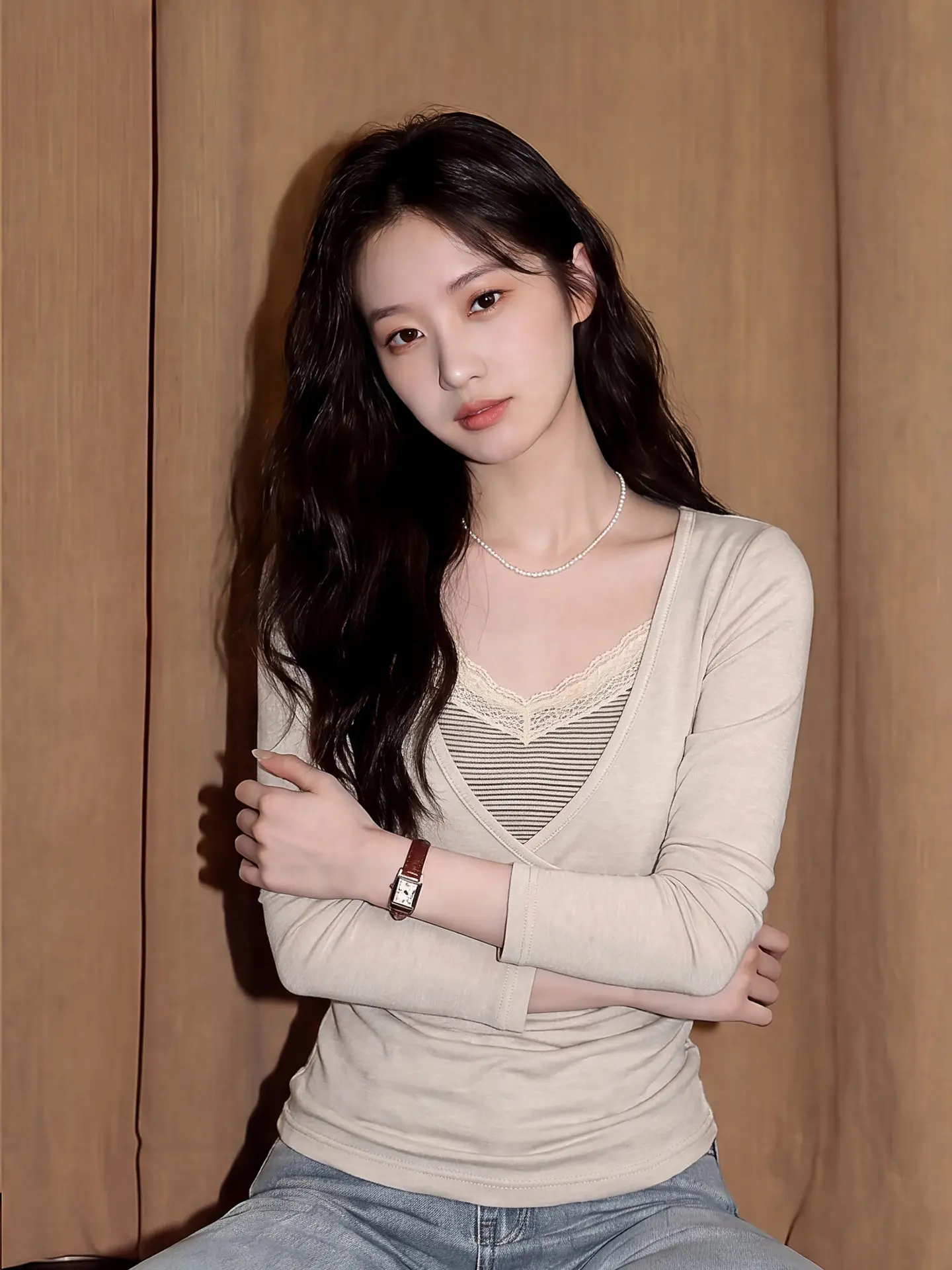 Korean Style Lace Trim Striped Tank Top Women Summer Unique Beautiful Slim Long Sleeve T-Shirt Cover up Two Piece Set