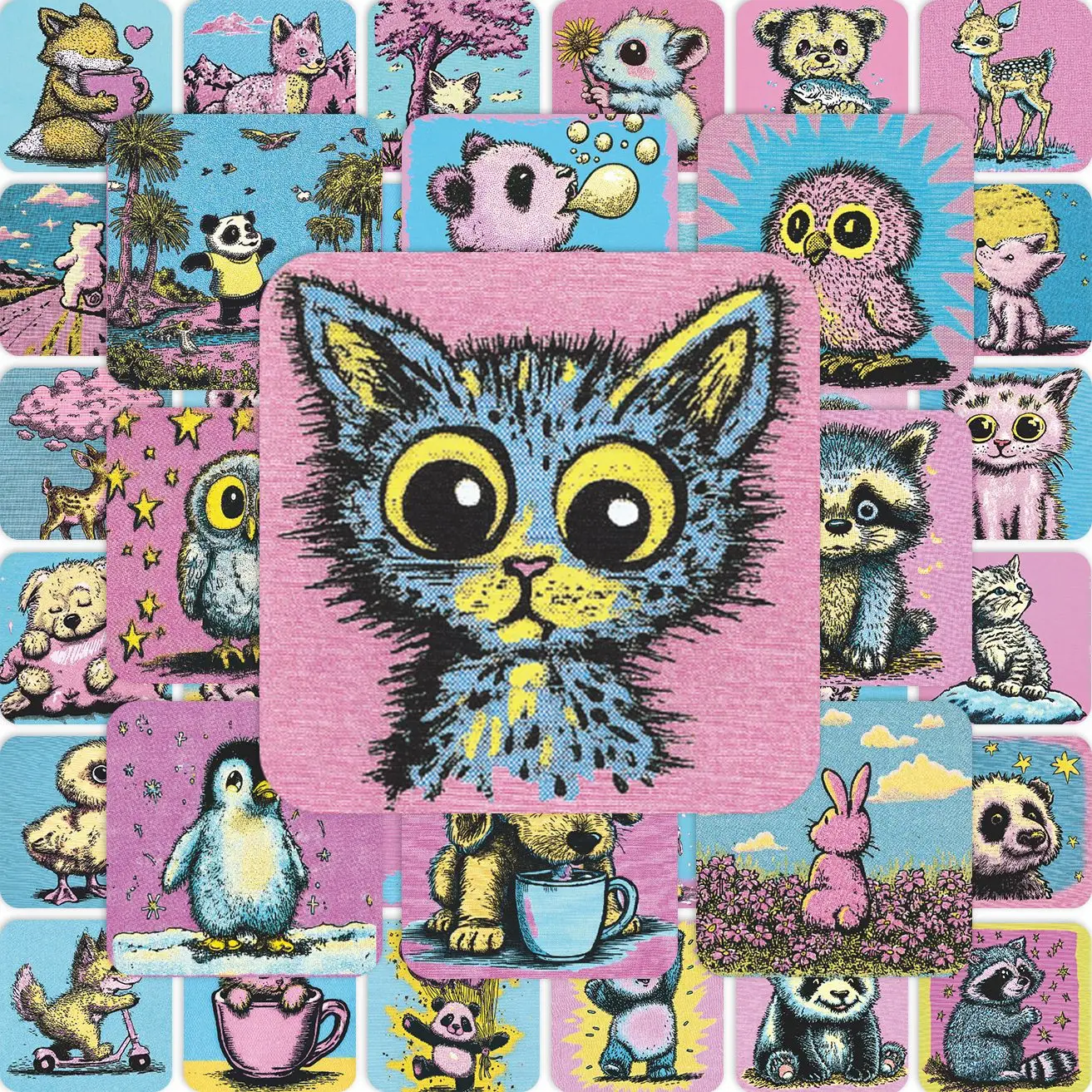 

10/63PCS Vintage Comic Animals Stickers Graffiti Toy DIY Guitar Phone Laptop Suitcase Water Cup Skateboard Waterproof Decals