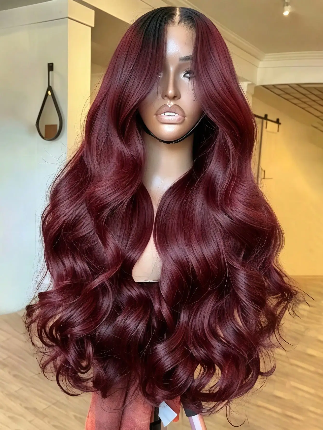 

Ombre 99J Burgundy Lace Front Wigs Human Hair 13x4 HD Transparent Lace Frontal Wigs Pre Plucked Glueless 200% Density for Women