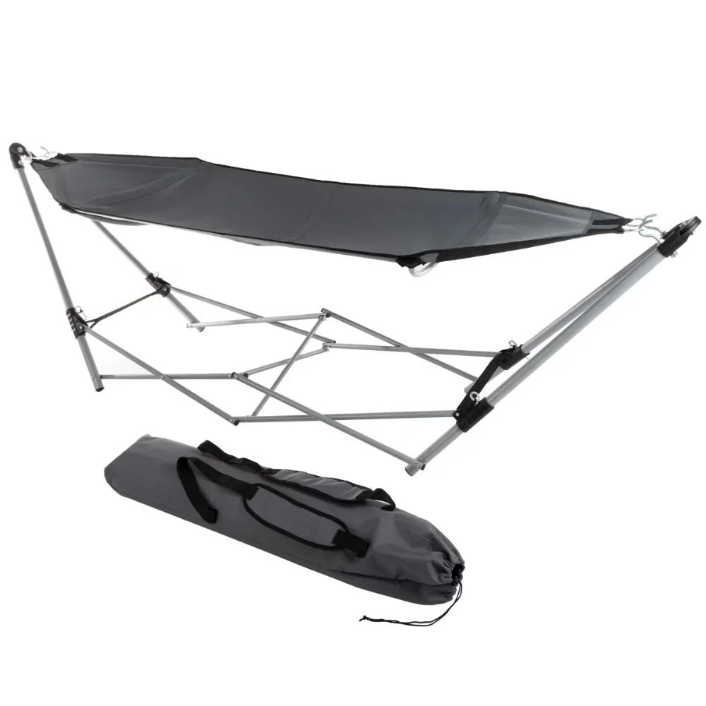 Outdoor Portable Folding Hammock with Foldable Aluminum Frame, Durable Sturdy Garden Hammock, Camping Portable Folding Hammock