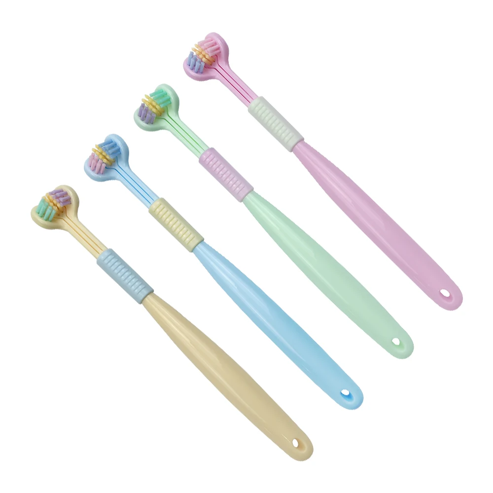 Three Sided Children\'s Toothbrush For Cleaning Teeth Three-dimensional No Dead Corners Soft Bristled Three Headed Brush 2pcs