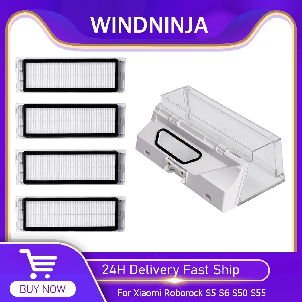 Roborock ロボット掃除機用真空アタッチメントフィルター必須 S5 S50 S55 S6 アクセサリー Hepa フィルターゴミ箱ダストボックスキット