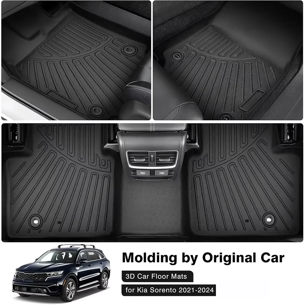 All Weather Floor Mats Cargo Liner for 2021 - 2024 2025 Kia Sorento Hybrid & Gas, TPE Car Trunk Mat with Backrest Pad PHEV & HEV