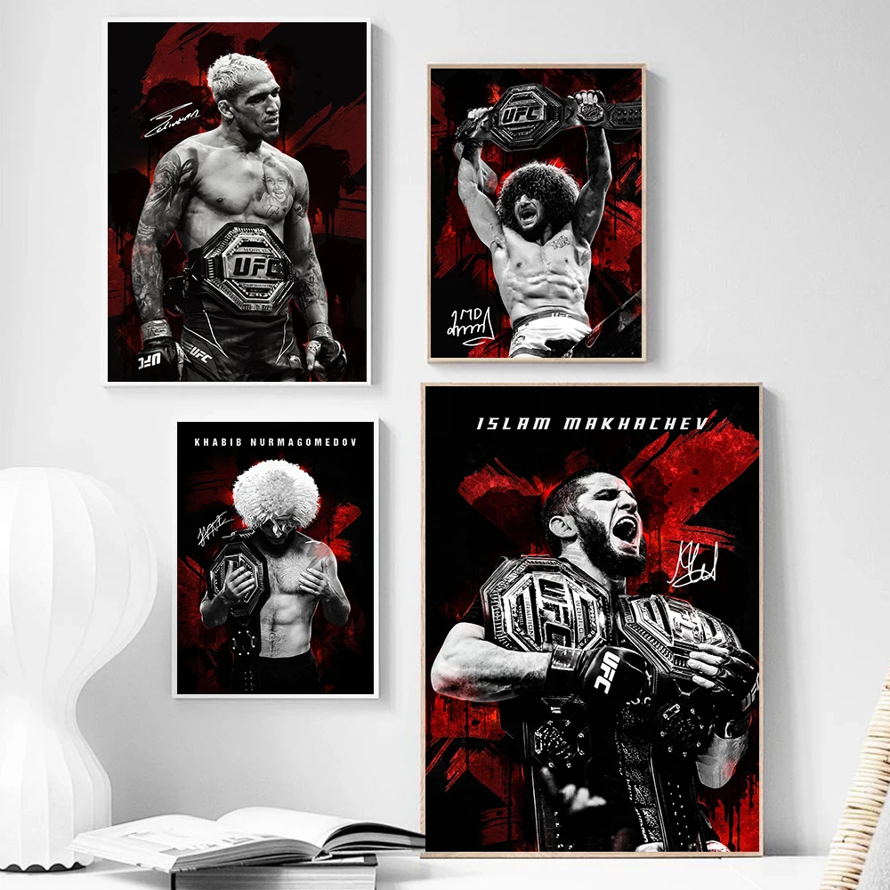 Famous Boxing Modern UFC Fighting Posters Athlete's Signature Office Prints Canvas Painting Wall Pictures Home Living Room Decor