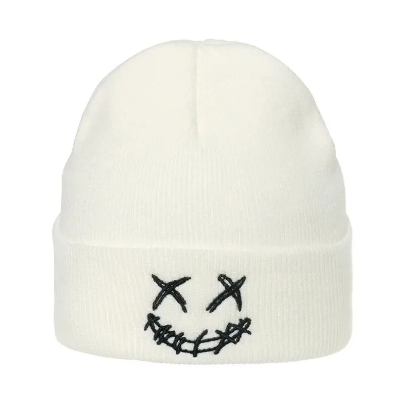 1PC Smile Beanie For Women Embroidery Slouchy Knit Beanie Hat Unisex Winter Hat Skull Cap Soft Stocking Hats