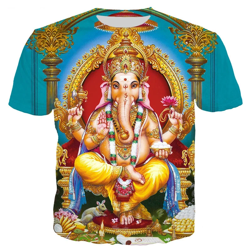 Hindu God Ganesha 3D Printed T Shirt Men Women Summer Fashion Casual Short Sleeve Unisex Harajuku Streetwear Oversized T-shirt