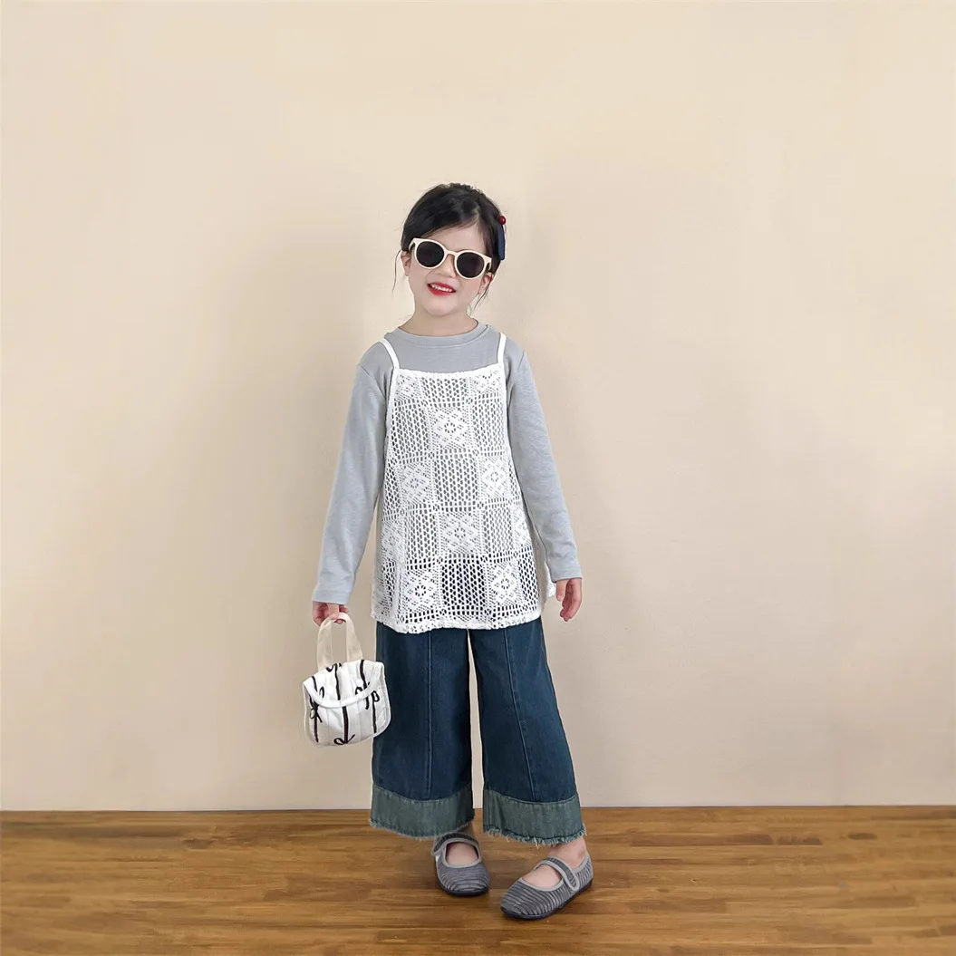 أطفال الخريف الربيع أسفل قميص 2025 جديد الكورية المألوف الفتيات الفتيان بلون طويل الأكمام بسيطة عادية اليومية تي شيرت