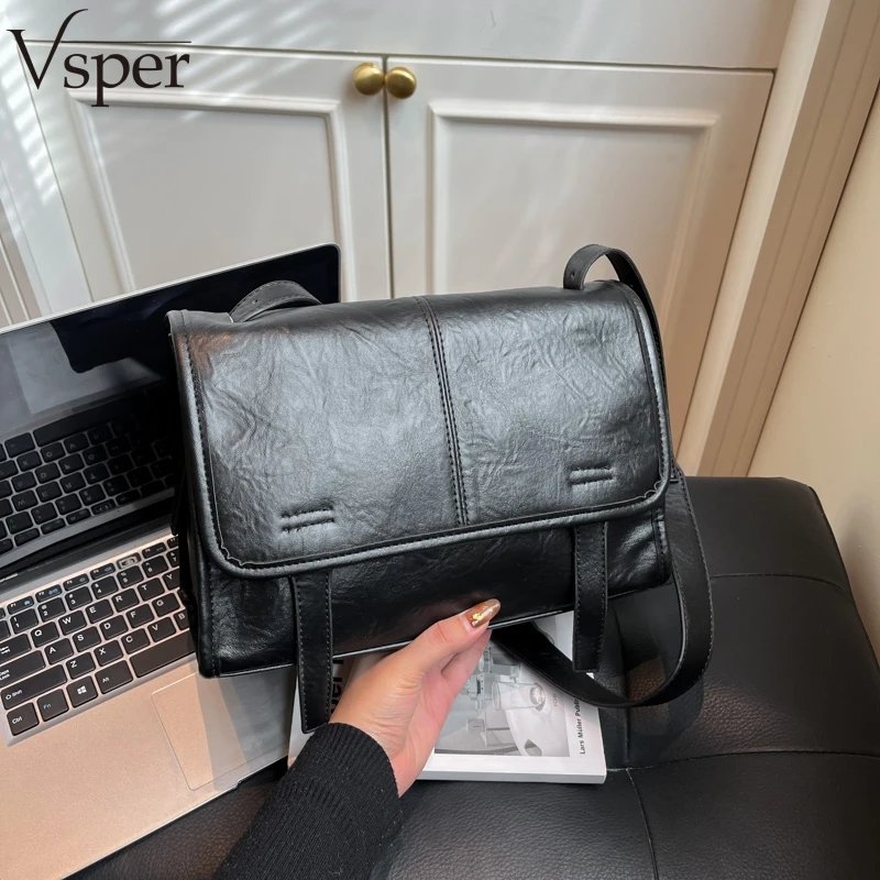 

Винтажные сумки-мессенджеры Vsper для женщин из искусственной кожи, однотонные, большой вместимости, на плечо, через плечо, высококачественная сумка-шоппер.