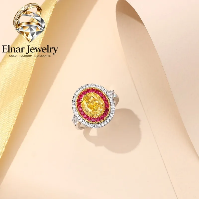 

Elnar Jewelry 2Ct 7*9mm Oval Created Yellow Diamond Ring Solid 925 Sterling Silver Jewelry Wedding Ring 248R