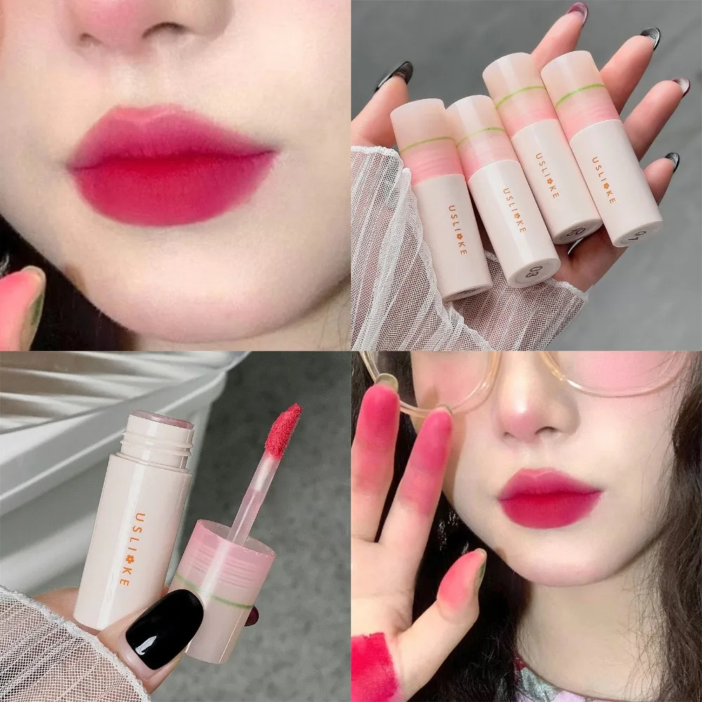 Rose Red Stain Lip Gloss Spring Summer Lip Glaze Waterproof Long-lasting Velvet Matte Lipstick Lip Mud Korean Makeup Lip Tint