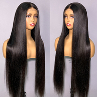 34 Inch Long Straight Lace Front Wigs Human Hair Brazilian 13x4 Transparent Lace Front Human Hair Wigs For Women Pre Plucked