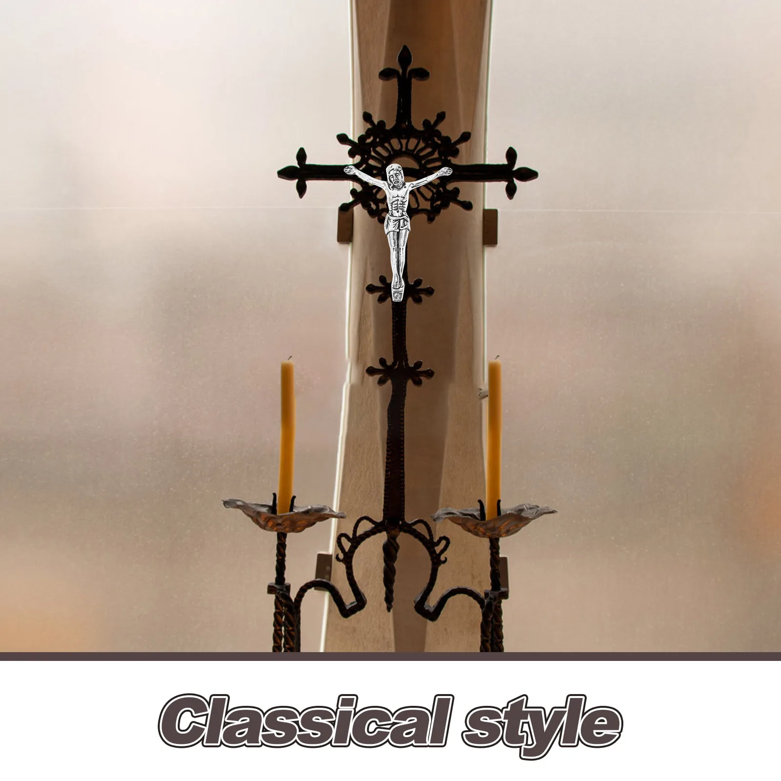 4Pcs Silver Alloy Cross Pendant 4Cm Solid Metal Religious Craft Supplies for DIY Jewelry Making Custom Crucifix Home