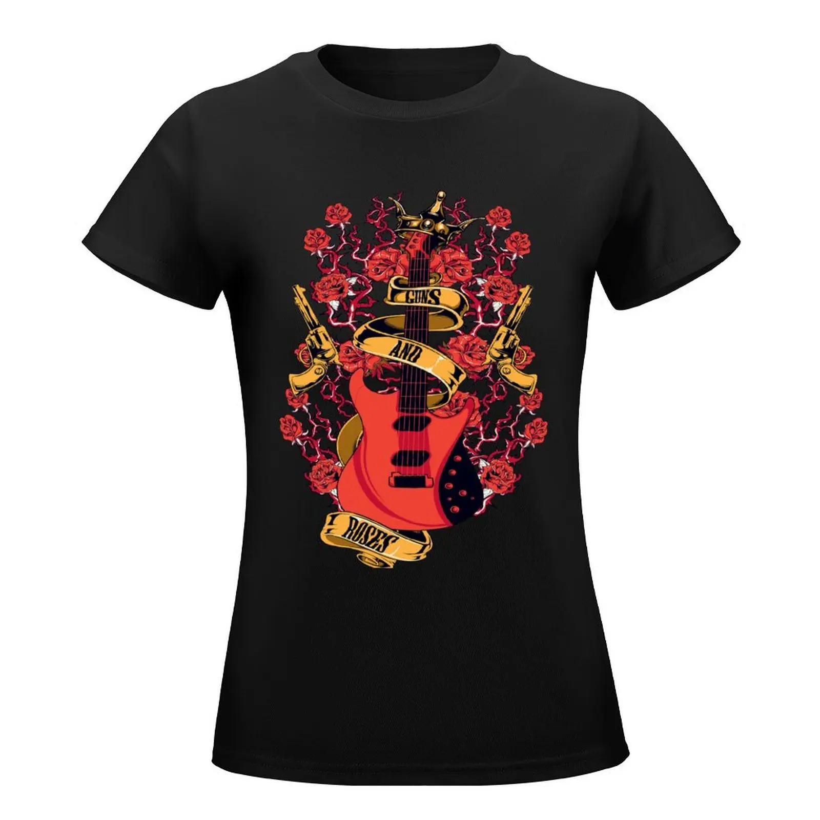 Guns And Roses T-Shirt oversized tops female hippie clothes tops Women