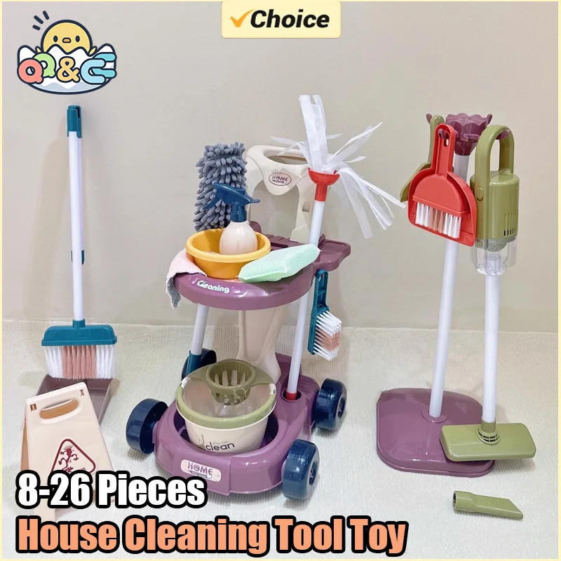Simulação casa ferramenta de limpeza brinquedo conjunto rpg educacional crianças fingir fazer kit de trabalho doméstico brinquedos para crianças presente de aniversário