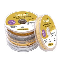 30-50 Meters 0.3/0.38/0.5/0.6mm Rhodium Gold Color Steel Wire Nylon Coated Beading Wire For Jewelry Making DIY Bracelet Findings