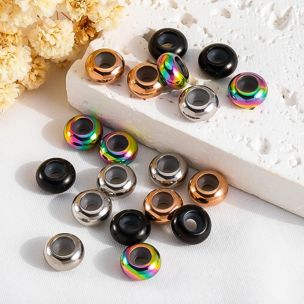 Stainless Steel 8mm Adjustment Positioning Beads Non-slip Silicone Rubber Ring Jewelry Making Loose Spacer Bead DIY Components