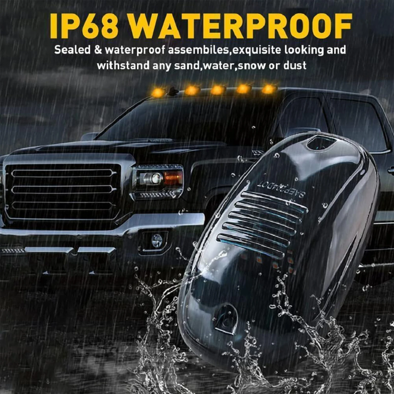 5pcs Cab Lights with Motion Sensor 16 LEDs Roof Cab Marker Lights Vibration Activated Waterproof for Truck Pickup Roof