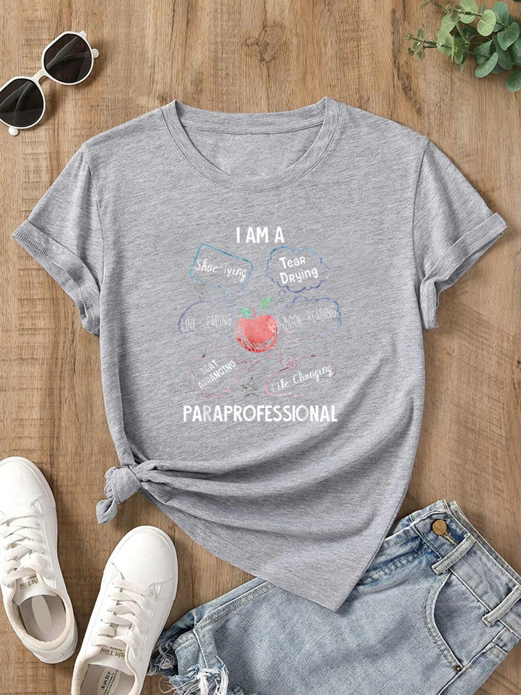 Life Changing Paraprofessional - Para Squad Paraprofessional T-Shirt Round Neck Summer Tee Top Cute Tshirts For Women Graphic