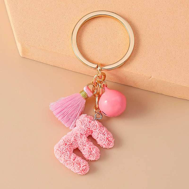 Niedlicher Schlüsselanhänger mit englischen Buchstaben und Glockenmotiv für Damen und Herren, als Auto-Schlüsselhalter, Handtaschenanhänger, Schlüsselring, Accessoire, DIY-Schmuck, Geschenkidee – Detail 5