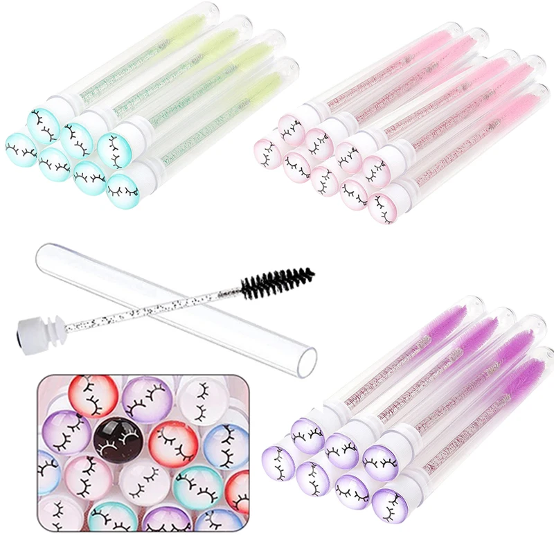 25/50Pcs Eyelash Brush Tubes Crystal Lash Mascara Wands Eyebrow Comb Spoolies Container Lashes Brushes Applicators Makeup Tools