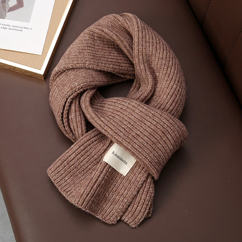 2023 Winter Knitted Scarf for Women Solid Colors Lady Outdoor Warm Shawl Woolen Neckerchief Female Soft Cashmere Bufanda Muffler