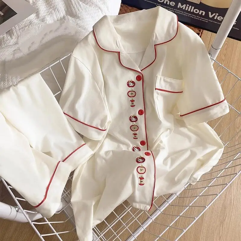 

Новинка! Летний комплект женской пижамы Kawaii Cartoon: свободные шорты и футболка с коротким рукавом для студенток. Удобная, приятная к телу домашняя одежда для молодежи. ﻿