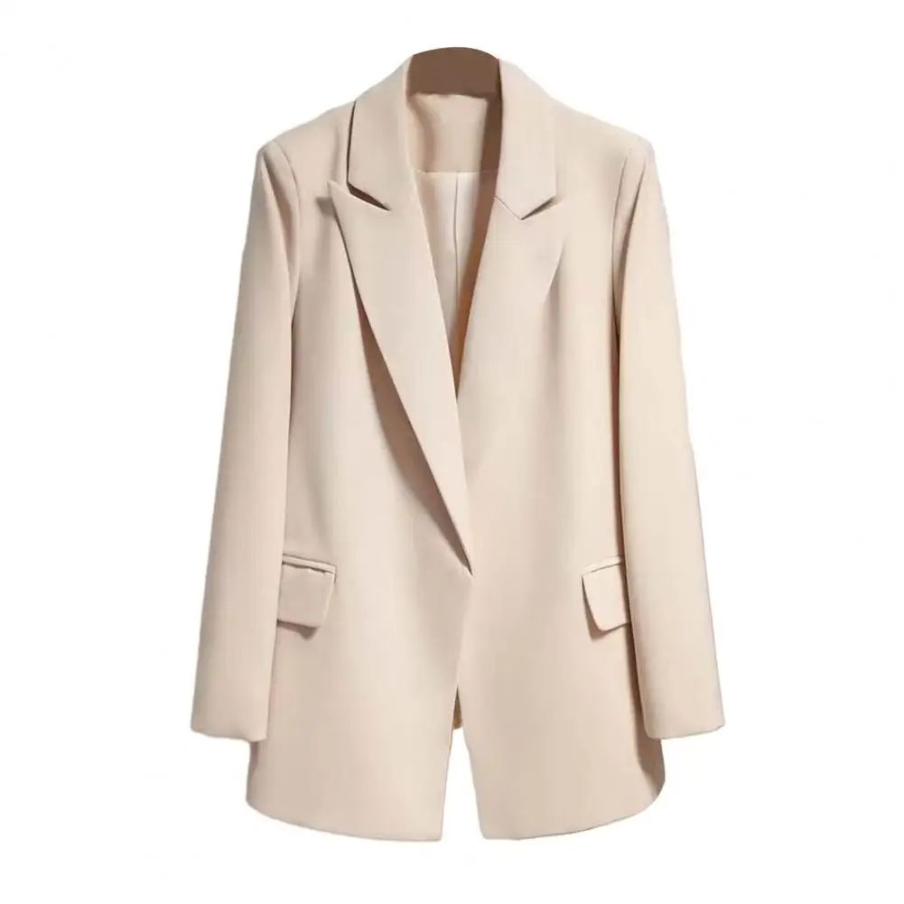 Blazers de manga larga con solapa para mujer, Chaqueta de traje con bolsillos y cordones, prendas de vestir exteriores para oficina, primavera y otoño