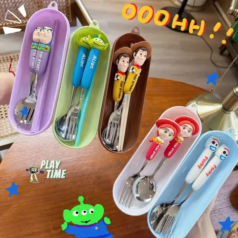 Toy Story 5 Spoon Fork Cutlery Set Woody Buzz Lightyear Jessie Forky Alien Cartoon Character Birthday Christmas Gift For Fans