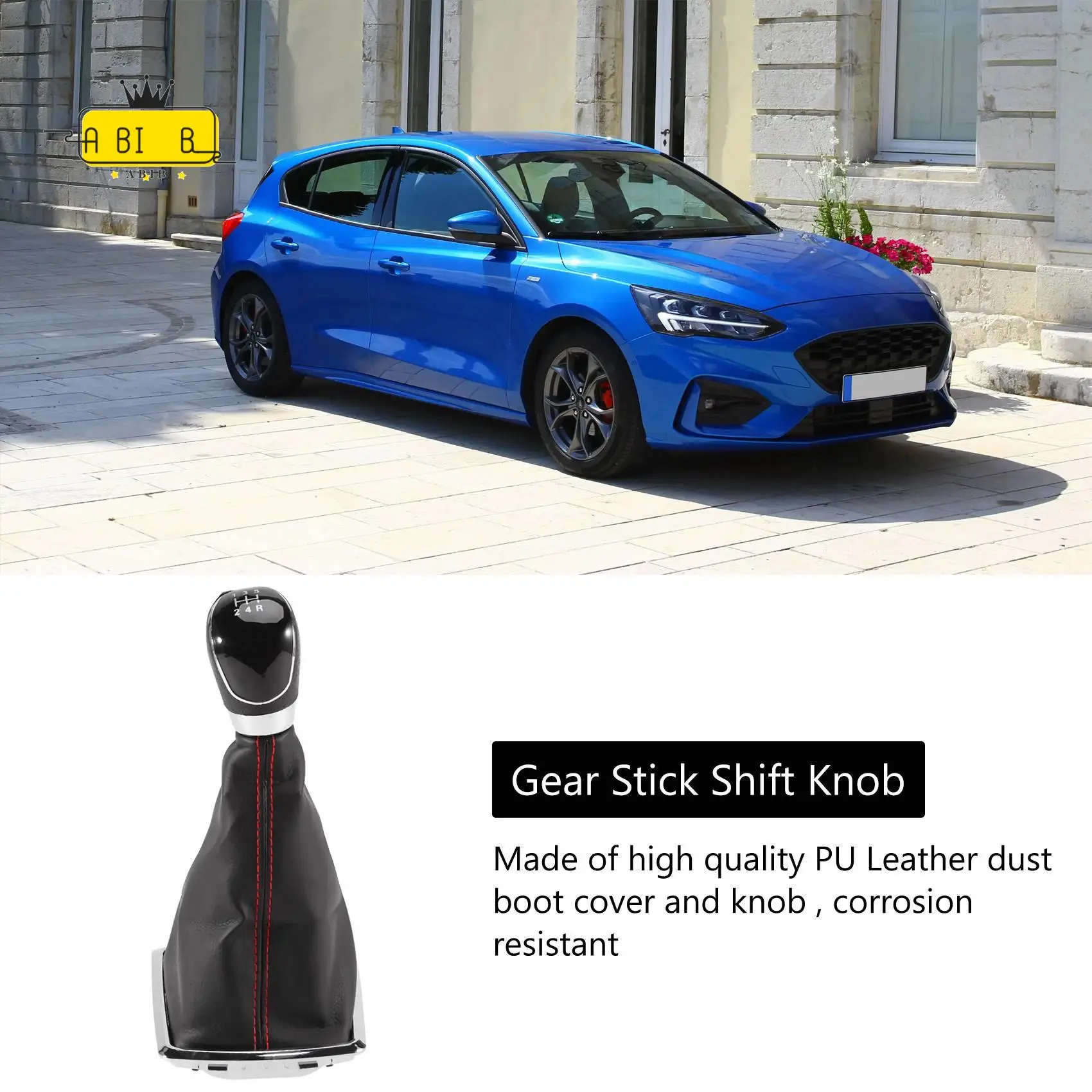 

ABIB -5 Speed Gear Stick Shift Knob & Dust Boot Cover For Ford Focus MK2 2005-2012