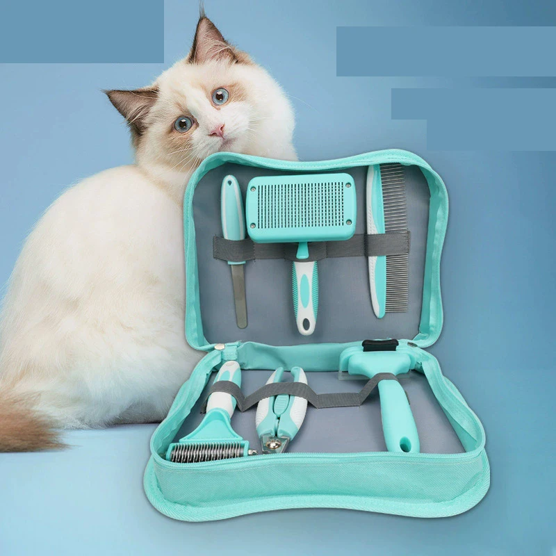 Pet Cleaning And Grooming Tool Set Dog Comb Pet Comb Button Grooming Comb Nail Clippers - Essential Pet Care Accessories