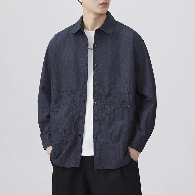 

Men Japanese Streetwear Fashion Casual Loose Long Sleeve Mountain Outdoor Track Cargo Shirt Man Spring Autumn Blouses Shirts