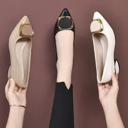 Women Pointed Toe Square Heel Shoes Chunky Heels Casual Slip on Lady High Quality Comfort Party Wedding 2024 Summer Pumps