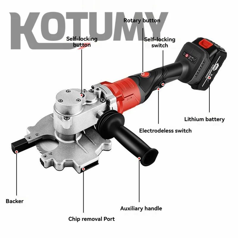 เครื่องตัดเหล็กแบนเหล็กสี่เหลี่ยม เลื่อยตัดเย็น เครื่องตัดเหล็กกลม แบตเตอรี่ลิเธียม เครื่องตัดเหล็กแบบไม่มีแปรง