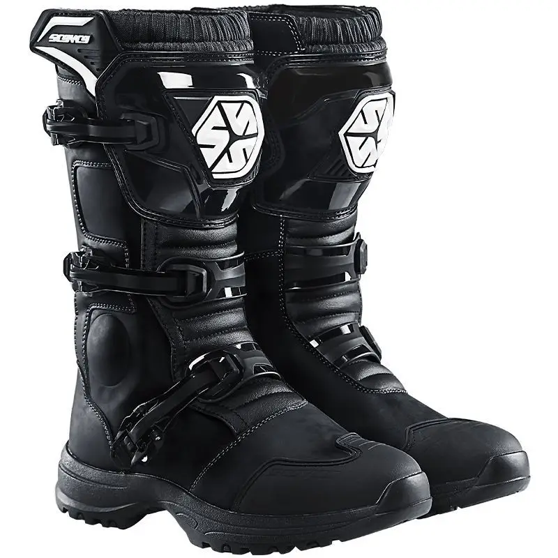 Scoyco MT086 Motorcycle Professional Riding Boots Leather Boots Casual Comfortable Slip-On Ankle Botas Non-slip Waterproof Boots