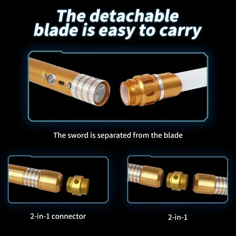 Versión actualizada, sable de luz con detección de gravedad 2 en 1, espada láser de Metal de 15 colores, juguete recargable, espadas brillantes para fiesta, sable de luz Rgb