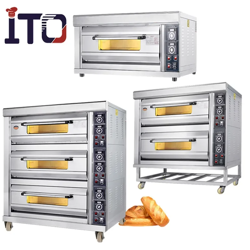 Commercial Electric Gas Pizza Baking Oven 1 2 3 Deck Bread Cake Machinery Other Snack Makers Baking Equipment