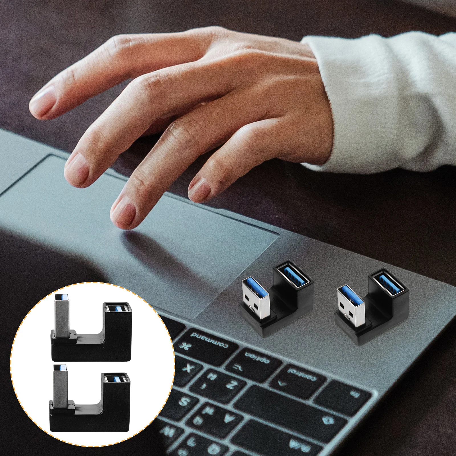 

2Pcs 90 Degree USB Adapter Right Angle USB Male to Female High Speed 10Gbps Angled Plug for Laptop Accessories U-Shaped Black