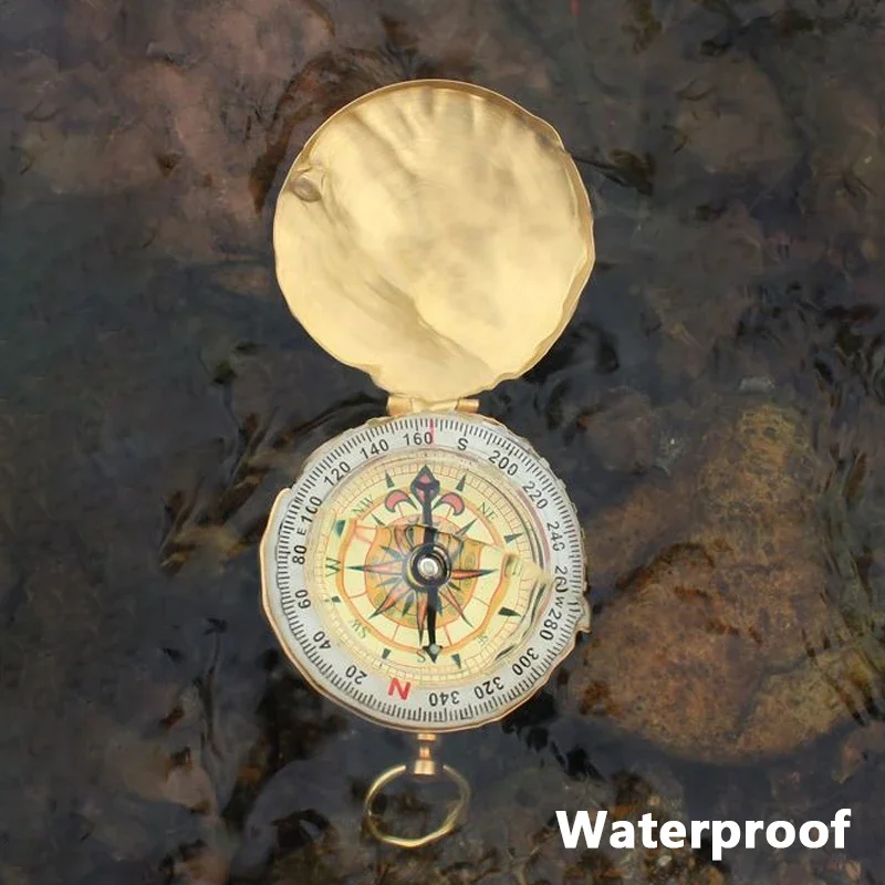 Gold Outdoor Compass Navigation Copper Camping Hiking Portable Pocket Direction Guide High-quality Noctilucent Display Compass