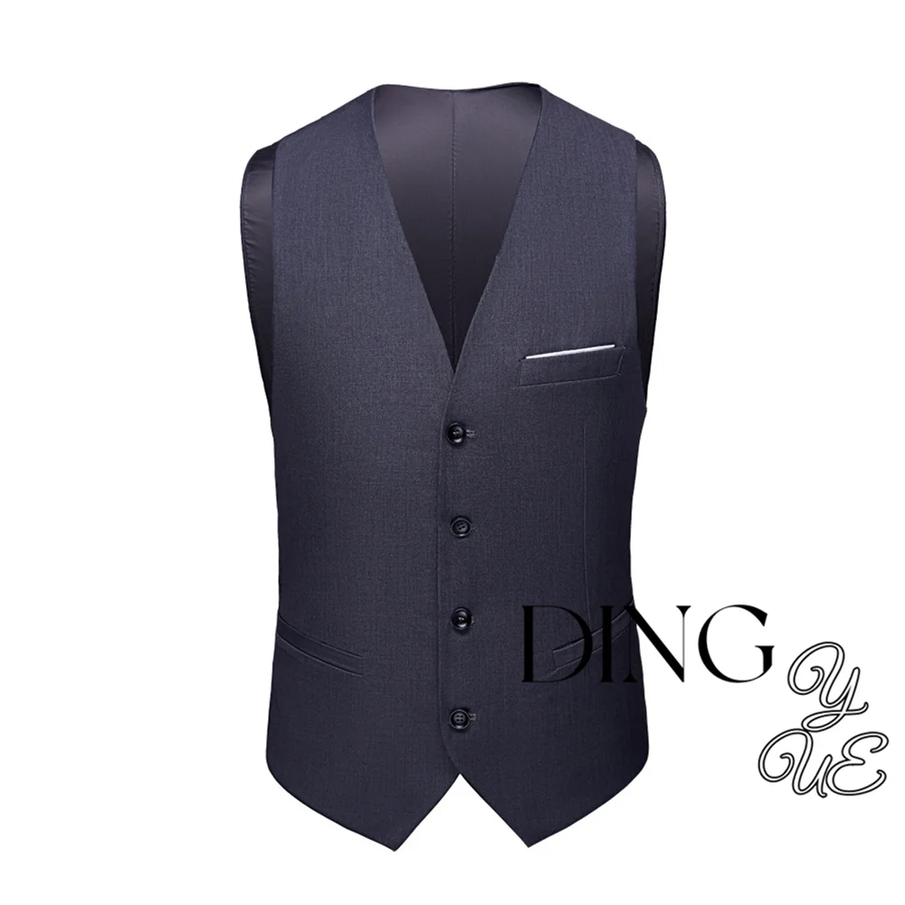 Fashion New Men\'s Casual Boutique Business Solid Color Vest / Male Slim V Neck Waistcoat Wedding Party Men\'s Waistcoat DiBanGu