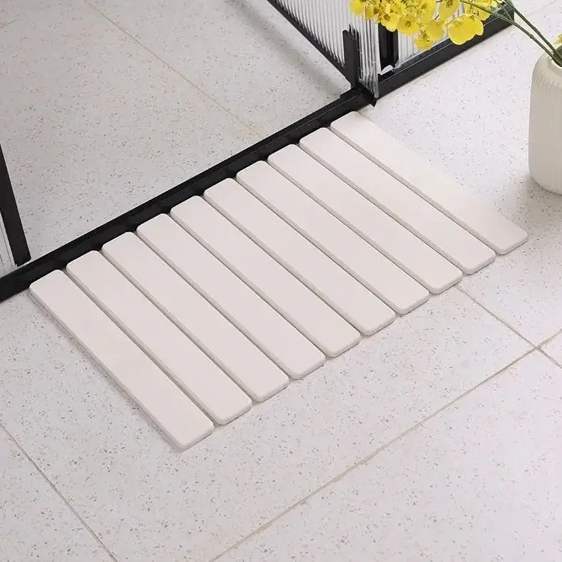 Foldable Diatomite Absorbent Bath Mat, Thick Hard Non-slip Quick Dry Floor Mat for Household Door & Toilet