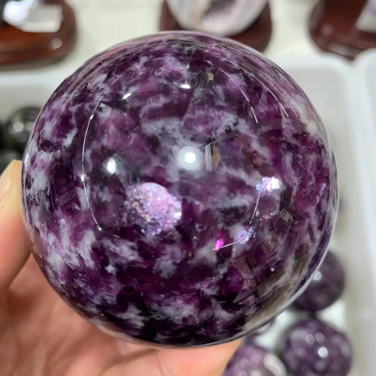 

Natural Ziyun Mother Crystal Symbiosis Ball Energy Gem Reiki Treatment Gift Room Office Decoration Hand Polished