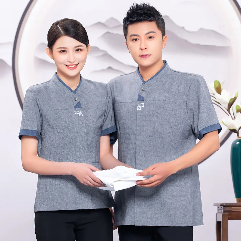 

Cleaning Work Clothes Short-Sleeved Summer Clothes Female Housekeeping Community Property Hotel Room Attendant Cleaning Aunt PA