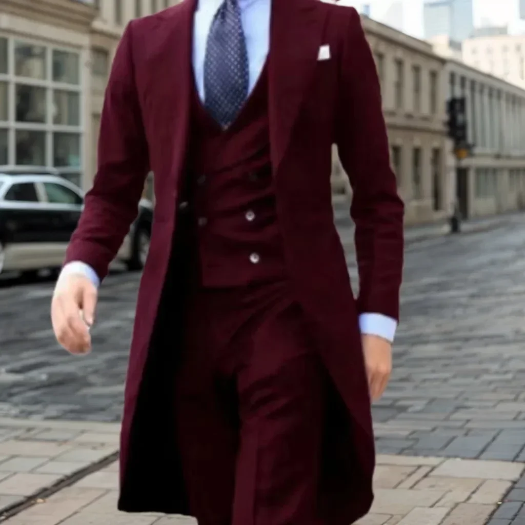 Traje elegante para hombre, traje ajustado, chaqueta de 3 piezas, chaleco, pantalones, conjunto de esmoquin Formal para boda, disfraz de escenario,